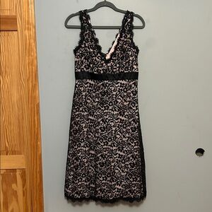 Tadashi Shoji Black and Pink Lace Dress
